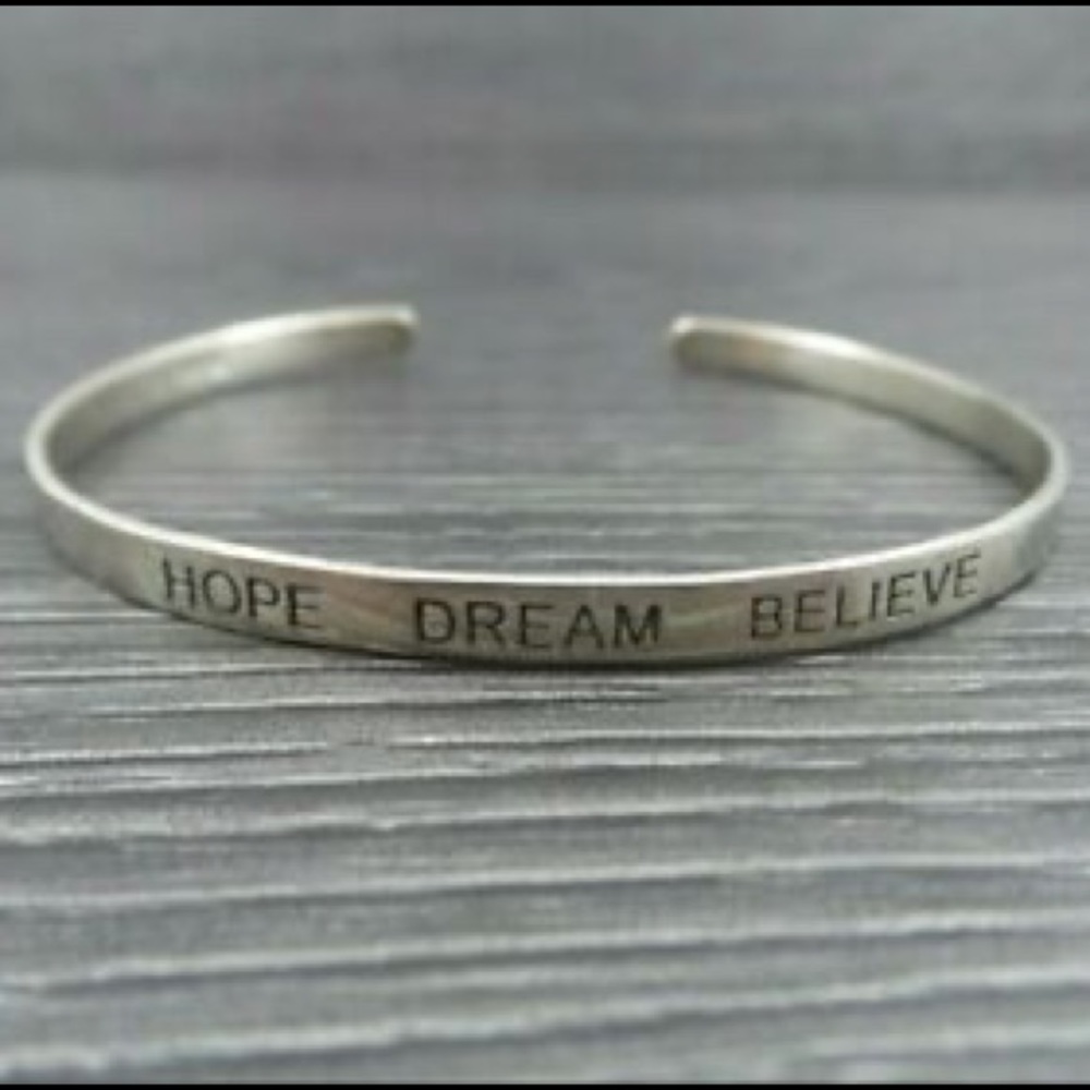 Hope Dream Believe Solid Sterling Silver Cuff - image 2